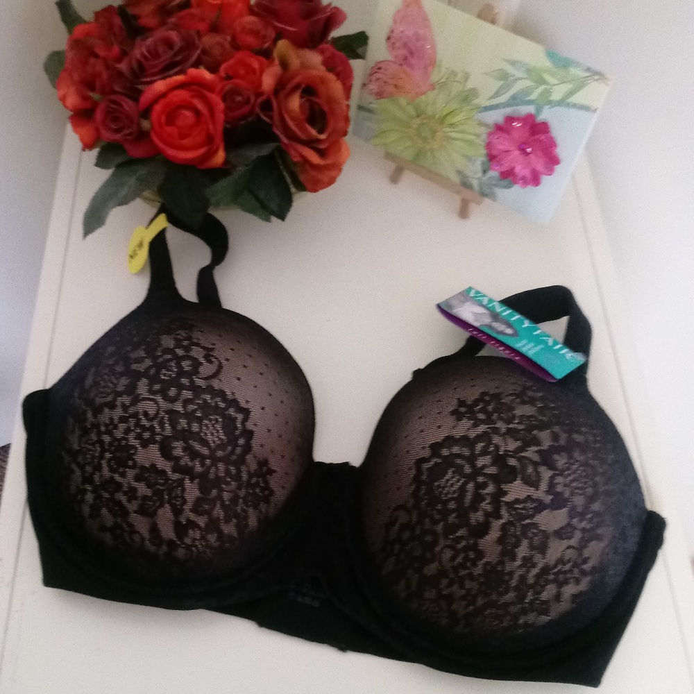 Vanity Fair Full Figure Black Bra 42DD